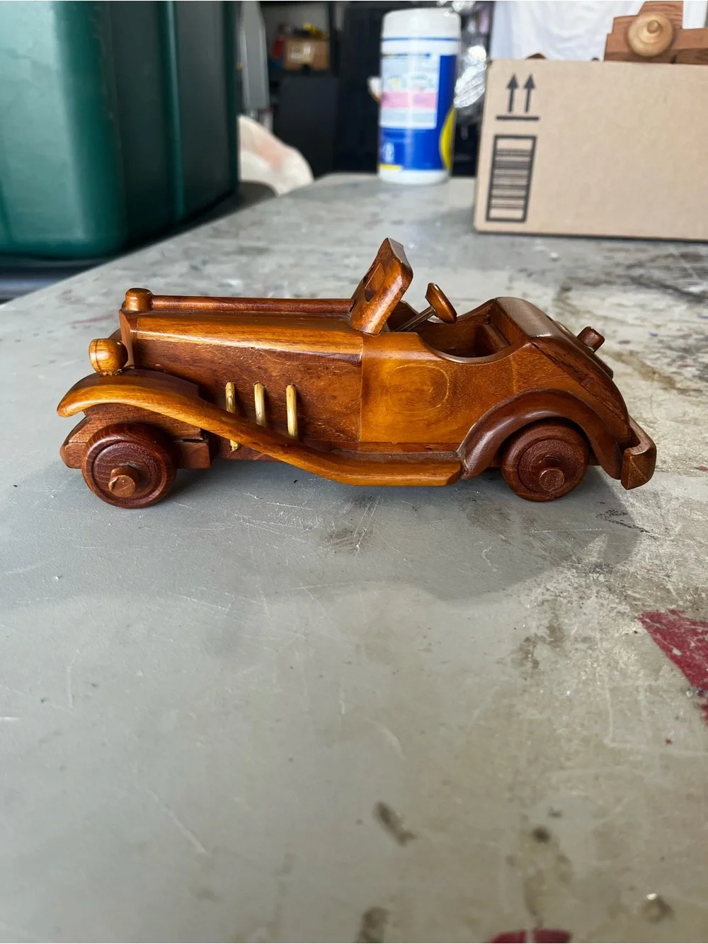 Classic Wooden Toy Car - Warm Brown Convertible